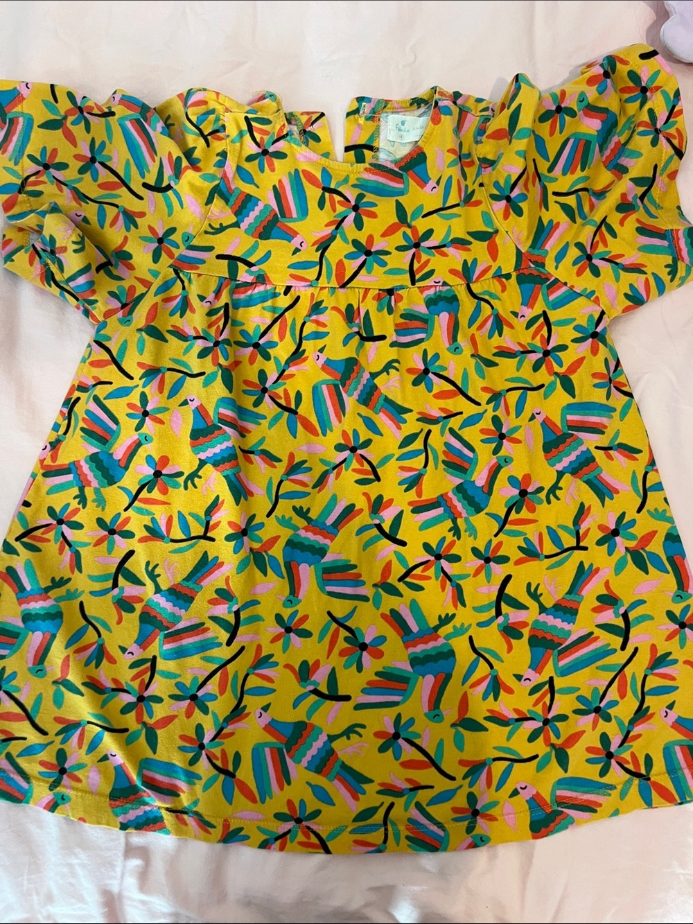 FARM Rio Yellow Floral & Parrot Print Kids Dress